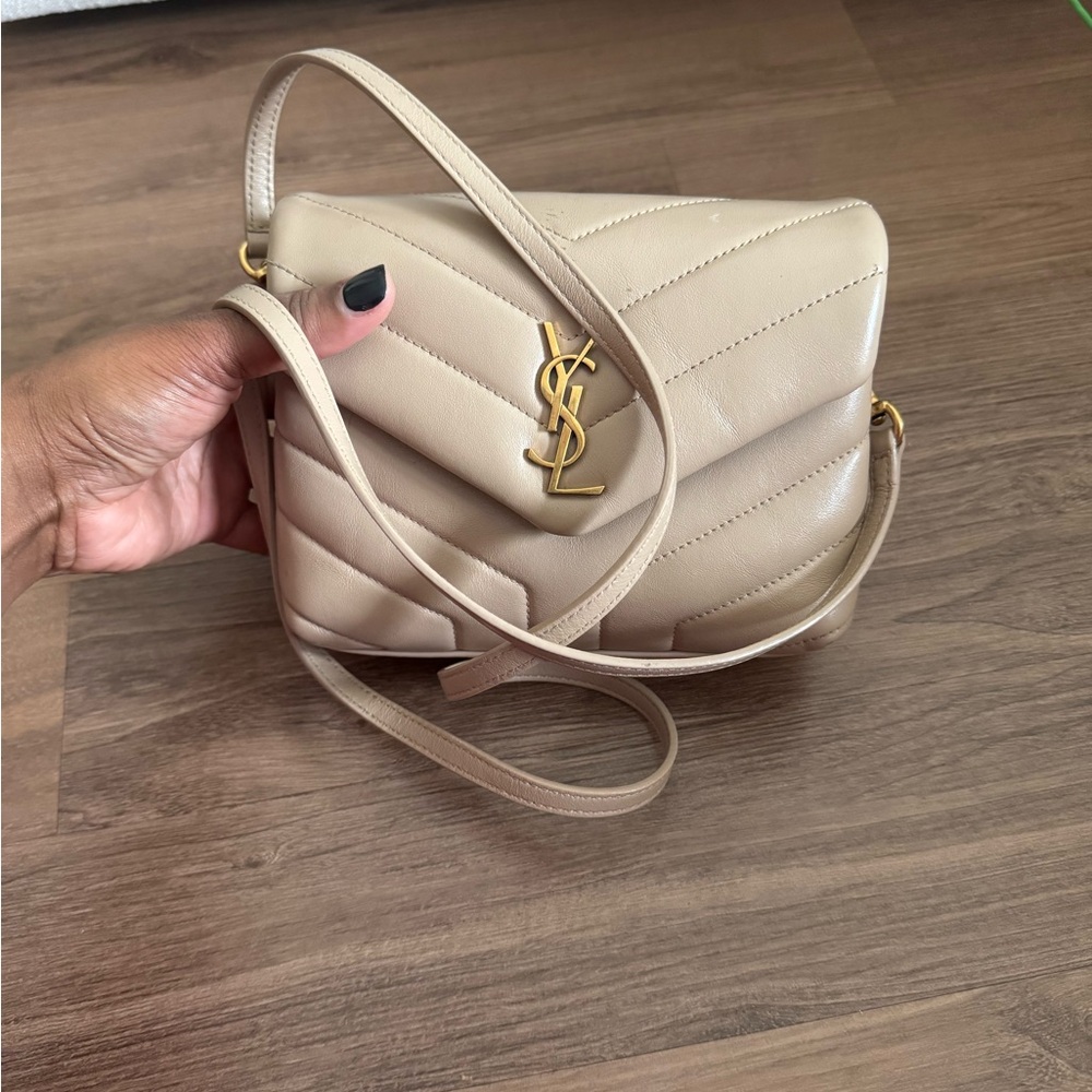 Yves Saint Laurent Beige Quilted Leather Crossbody Bag